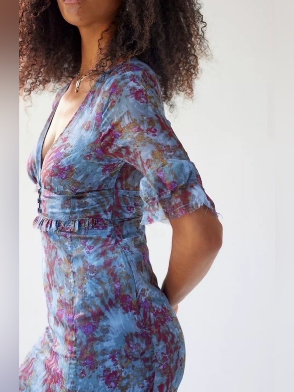 Urban Outfitters Florence Chiffon Watercolor Midi Dress - Picture 11 of 12